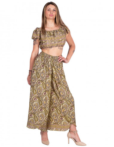 Printed Silk Flowing Pants