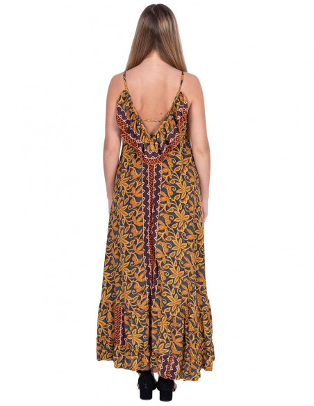 Vestido longo babado nas costas