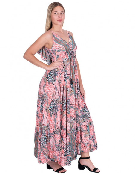 Langes Kleid mit Seidendruck