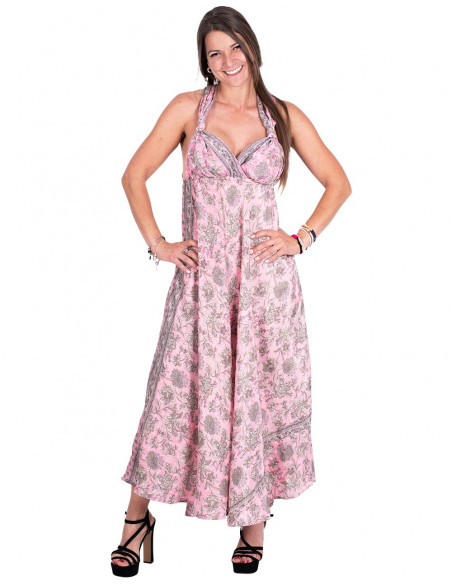 Rosafarbenes Kleid mit gekreuzten Trägern
