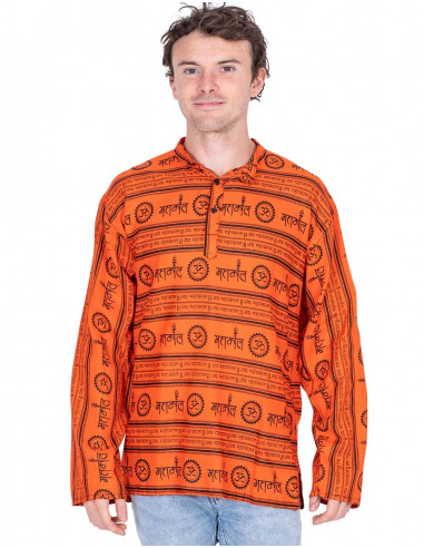 Orangefarbenes ethnisches Hemd