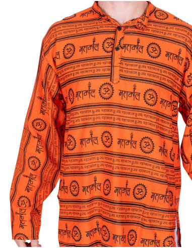 Orangefarbenes ethnisches Hemd