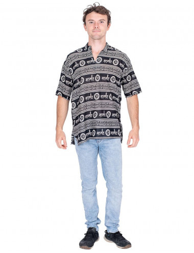 Black Shirt Mandarin collar