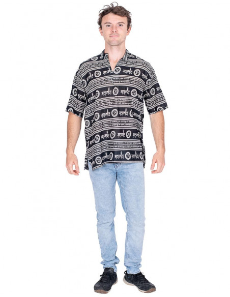 Black Shirt Mandarin collar