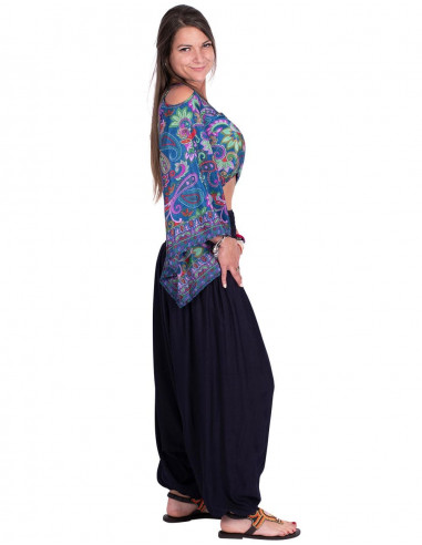 Calças de macacão azul rayon vestido