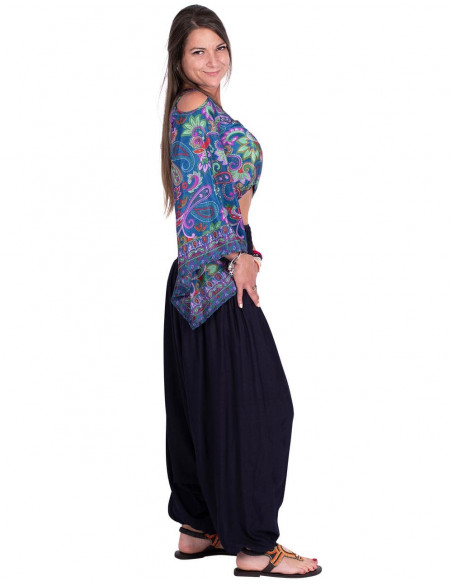 Calças de macacão azul rayon vestido
