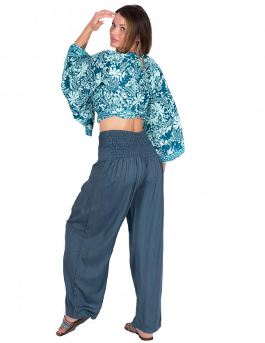 Pantalon en rayonne gris