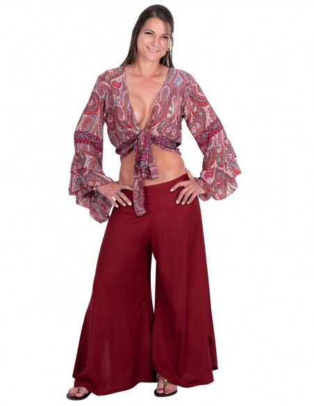 Calça saia rayon bordeaux