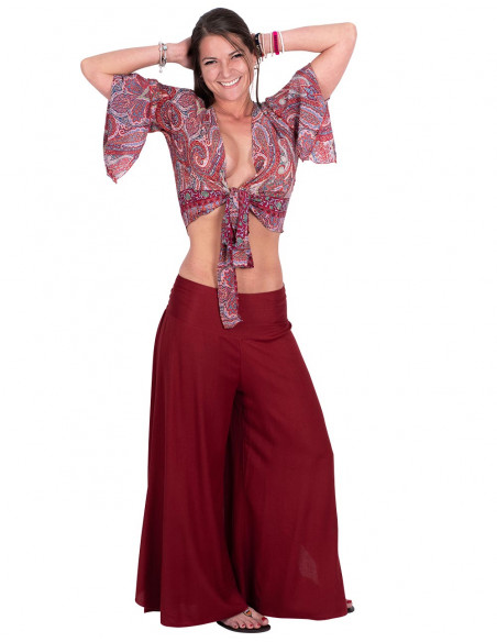 Calça saia rayon bordeaux