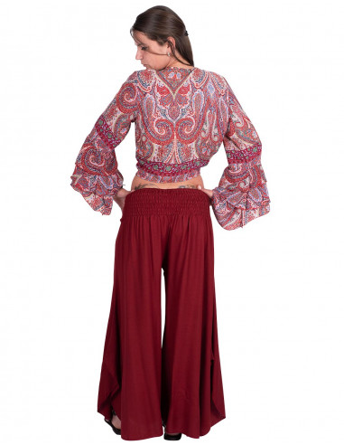 Calça saia rayon bordeaux