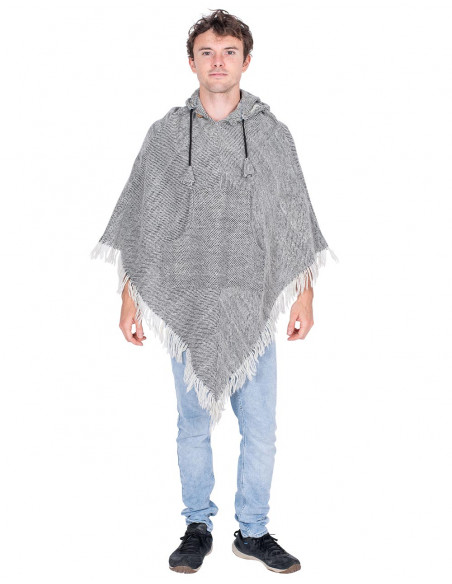 Poncho à Franges Gris