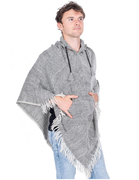 Poncho à Franges Gris
