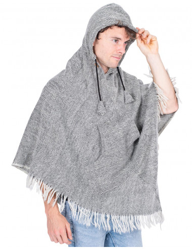 Poncho à Franges Gris