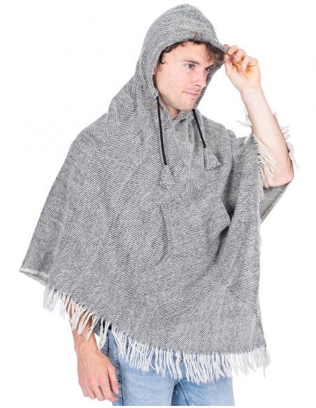 Poncho à Franges Gris