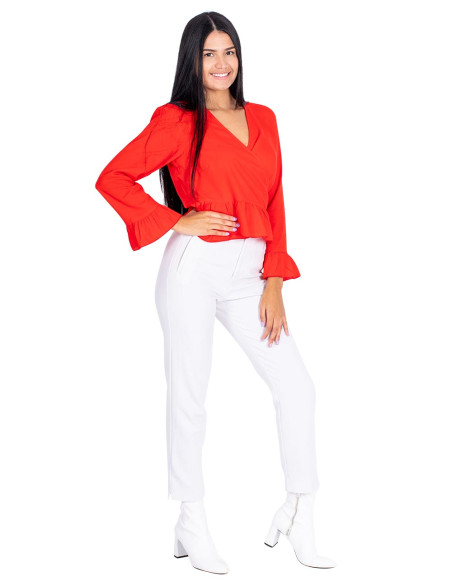 Blusa envoltória vermelha