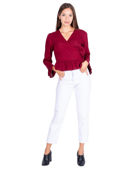 Burgundy Cropped Blouse
