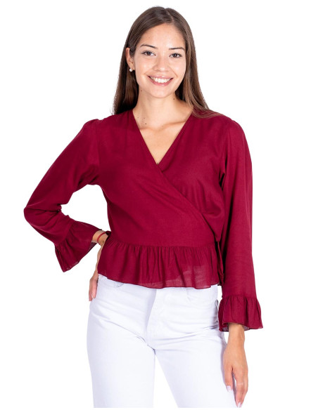 Burgunderrote, kurze Bluse
