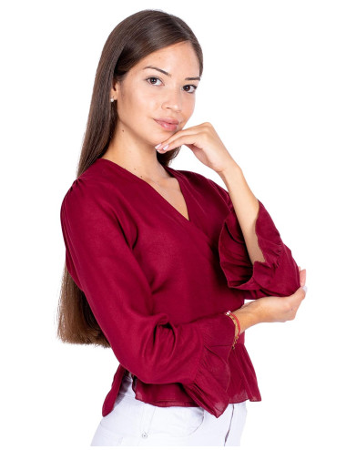 Burgunderrote, kurze Bluse