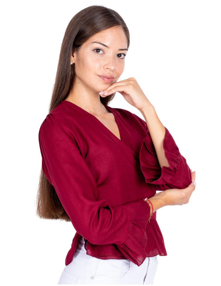Burgundy Cropped Blouse