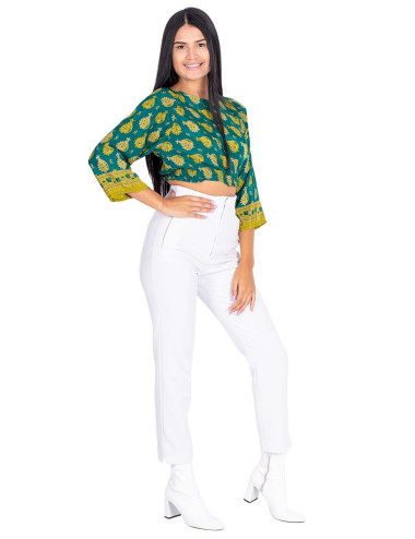 blusa-croped-seda-verde-mangas-largas 2
