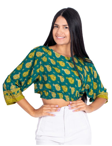 Top de seda verde