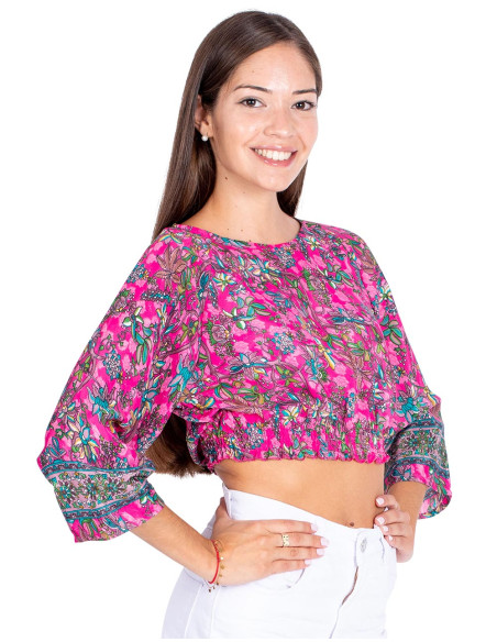 Pink Printed Silk Blouse