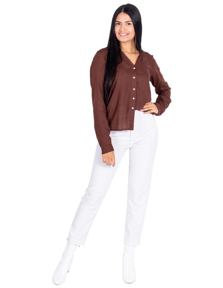 Chemise marron avec boutons