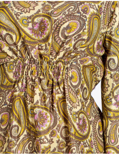vestido-corto-mangas-amplias-estampado-amarillo 2