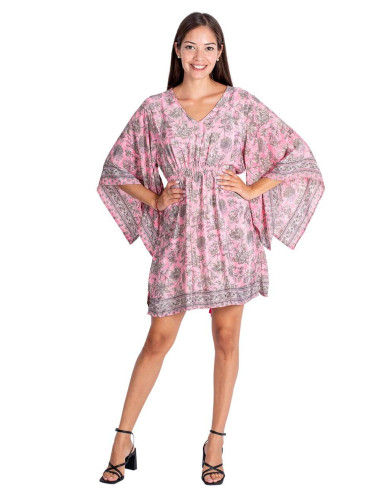 Robe en soie rose à fleurs 2