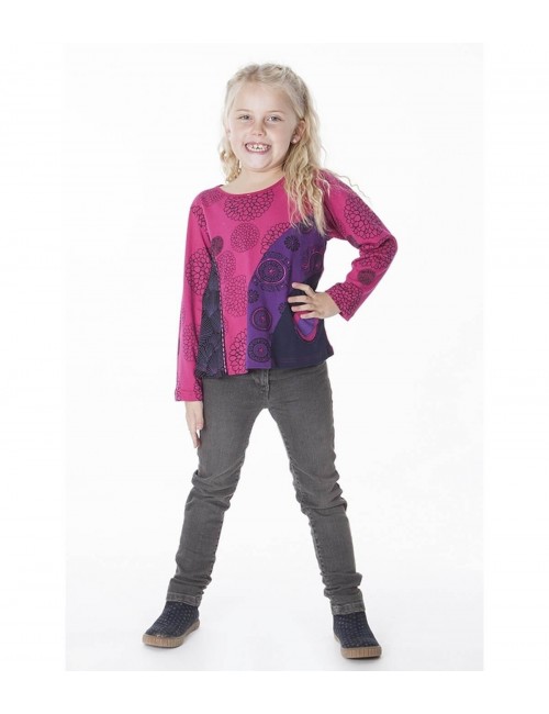 T-shirt-linee-oblique-bambina-rosa