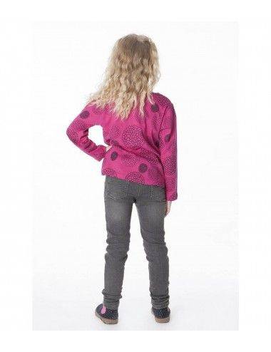 T-shirt-lignes obliques-fille-rose 2