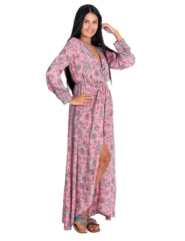 Vestido Rosa Cinza Flores 2