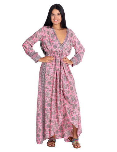 Rosa Kleid, graue Blumen
