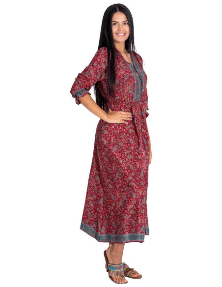 vestido-midi-mangas-largas-seda-burdeos