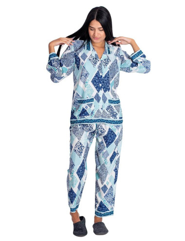 Pigiama in seta diamante blu 2