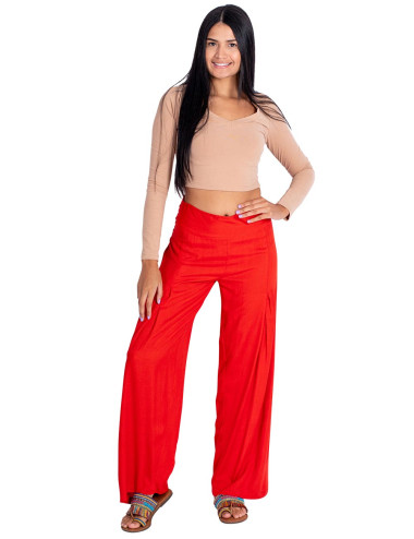Women's Red Straight Pants 2