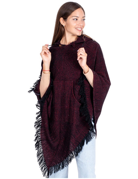 Unisex Burgundy Poncho