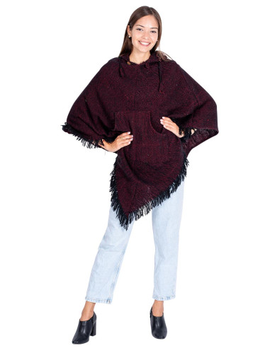 Unisex Burgundy Poncho