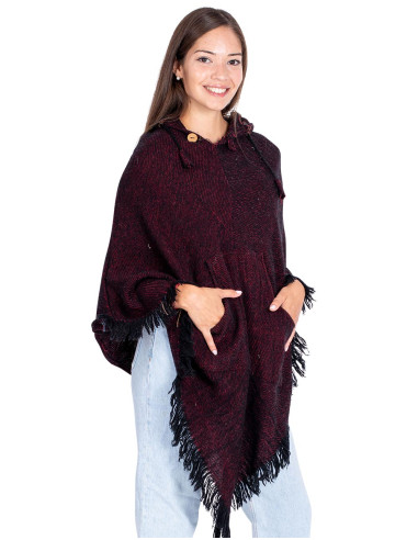 Unisex-Poncho in Burgunderrot