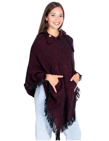 Unisex Burgundy Poncho