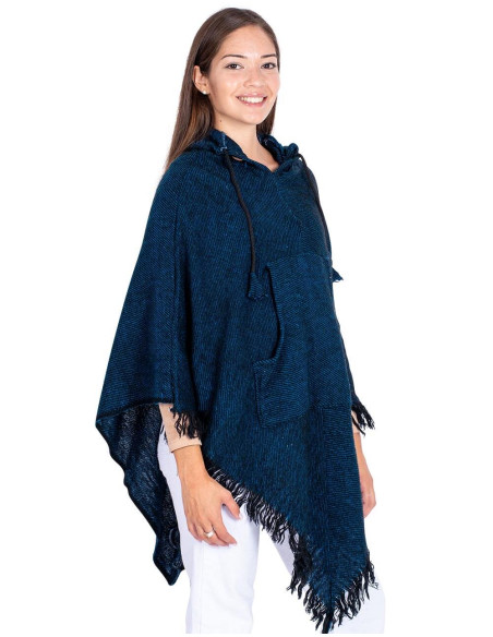 Poncho de Lã Azul