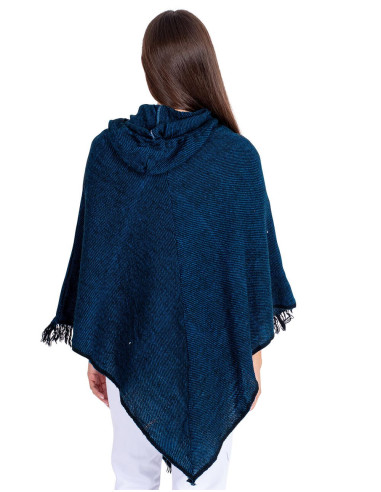Blauer Wollponcho
