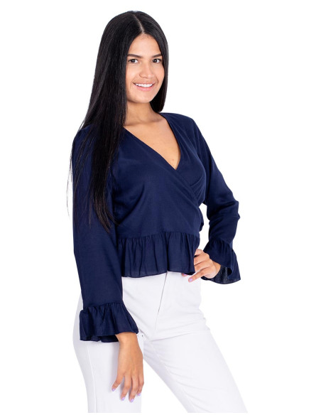 Camisa Azul com Babados