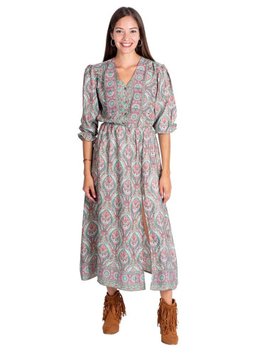 vestido-midi-mangas-largas-seda-verde 2