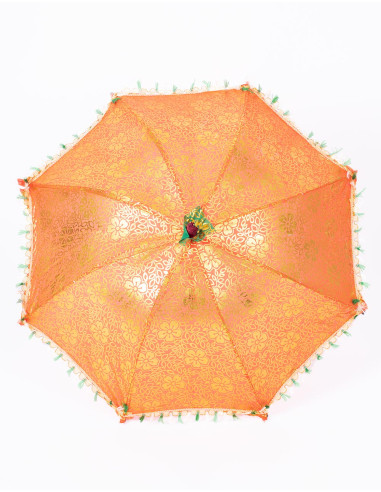 Dazzle with Style! Individual Ethnic Parasol in Bright Orange, Handmade