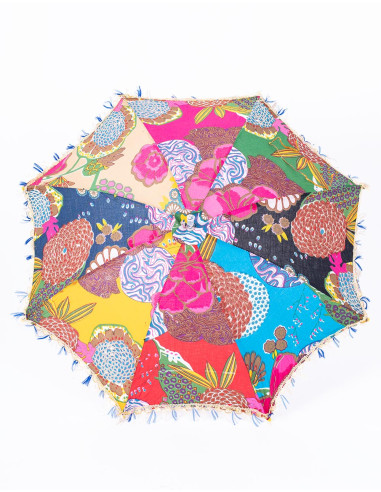 Parapluie individuel multicolore à motifs floraux, une œuvre artisanale