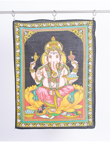Small Ganesha Tapestry with Sequins: Shine with the Light of Prosperity