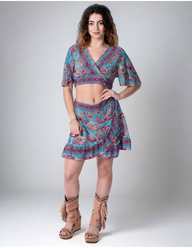 Dazzle with Elegance! Printed Silk Set: Skirt...