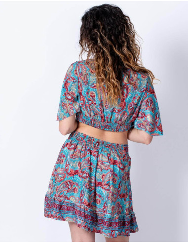 Dazzle with Elegance! Printed Silk Set: Skirt...