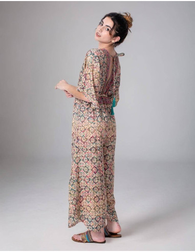 Macacão de seda estampado estilo Boho com...